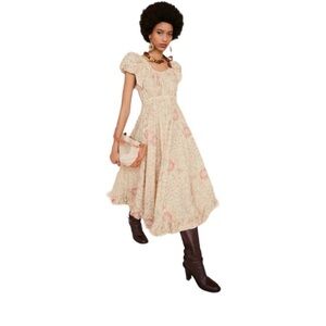 Ulla Johnson Cream Floral Midi Dress size 2 NWT